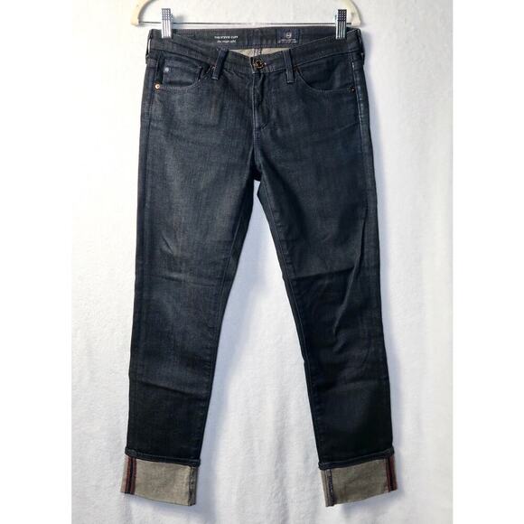 AG Adriano Goldschmied The Stevie Cuff Selvedge Jeans Slim Dark Wash Size 26